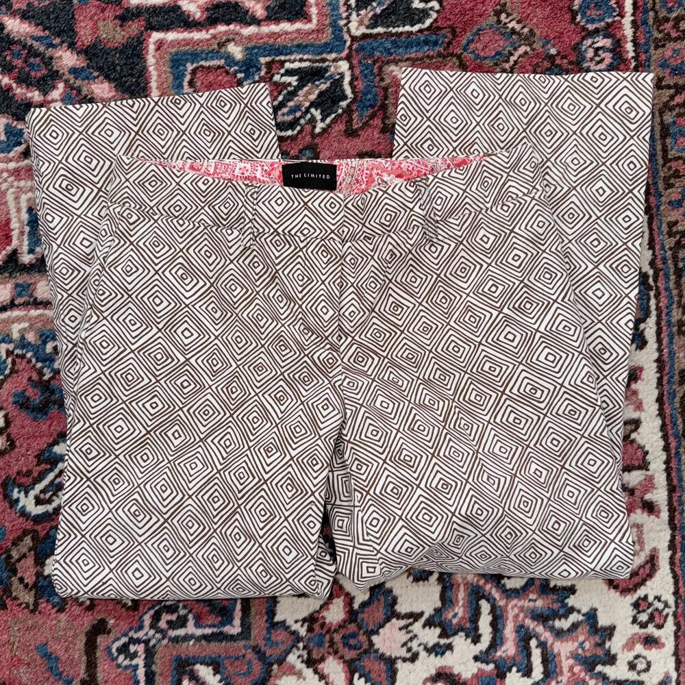 The Limited‎ 0 Cassidy Brown & Cream Geometric Print Cropped Pants